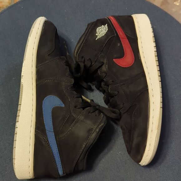 Jordan 1 Mid Multi-Color Swoosh Black (GS) 6Y woman's 7.5 - Picture 8 of 12